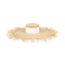 Шляпа с широким полем "лучиками", лента широкая (рафия)